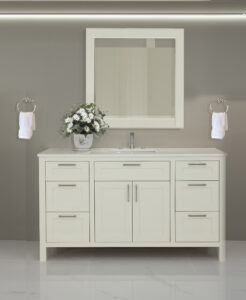 A Warm Transitional Bathroom Vanity Designed for Arizona Homes